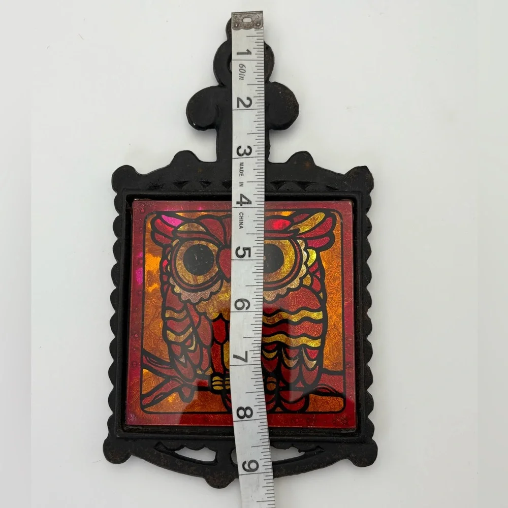 Vintage Holt Howard Owl Wall Hanging - Glass and Iron